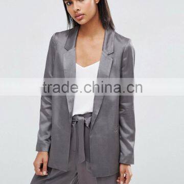 2016 latest design Slim women office blazer Relaxed Soft Satin Blazer Women