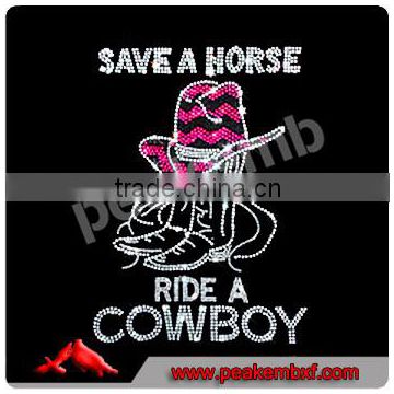 Save A Horse Rhinestone Cowboy Transfers Iron On Heat Boots Motifs Designs