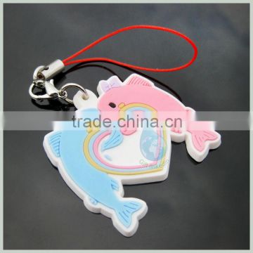 3D custom dolphin shaped soft pvc heart lovers keychain