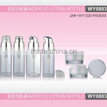 WY0883 square lotion bottle,square acrylic bottle with aluminum pump, 20ml lotion bottle