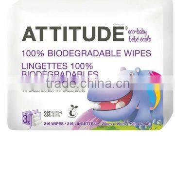 Attitude 100% Biodegradable Baby Wipes - Multipack (216 wipes x 3)