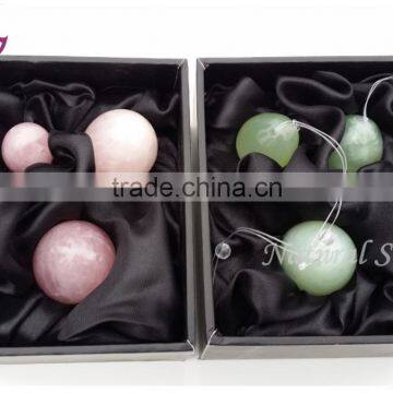 Kegel Muscles Exercises - Set of 3 Essence of Jade (TM) 100% Natural Green Jade Eggs With Strings