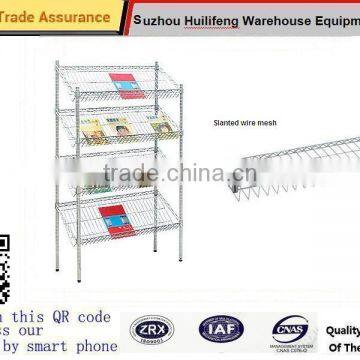 Slant Rack Wire Shelving with durable, easy-to-clean chrome construction