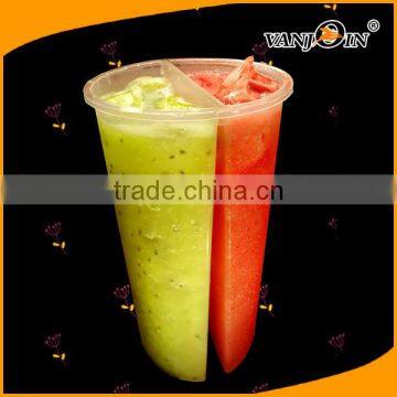 Unique Plastic 3 in 1 Split Cup With Lid 700ml 1000ml for Iced /Hot Coffee Boba Milk Tea Smoothies photo-4