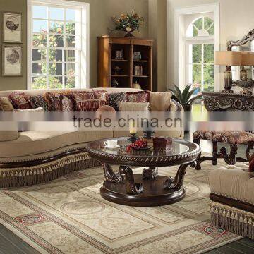 Luxury Home Use Living Room Wooden And Upholstery Sofa With Tassel/American Country Style Home Sofa set (MOQ=1 Set)