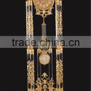 Gold Gilt Brass Mounted Grandfather Floor Clock With Crystal Column, 24K Gold Plated Floor Clock photo-3