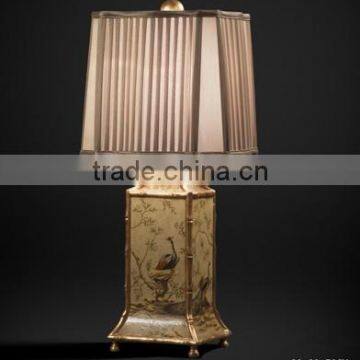 Vintage Wooden Desk Lamp With Hand Painting, Imitated Candle Holder Desk Lamp With Shade, Wood Carved Decorative Center Piece photo-5