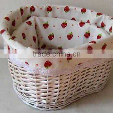 Empty White Wicker Gift Storage Basket Wicker Basket for Home Kitchen Storage photo-3