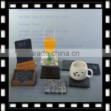 Elegant Classic Rough Edge Etched Black Slate Coaster/slate Coaster photo-4