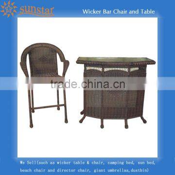 High Seat Iron Frame Wicker Bar Chair and Table Set L80809-10