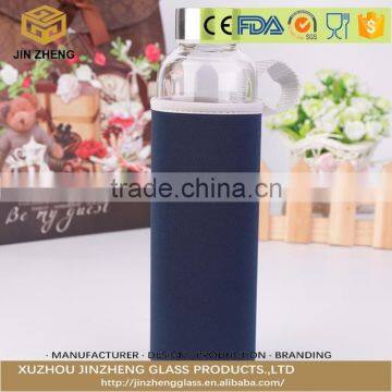 wholesale beverage borosilicate glass bottle with Sleeve