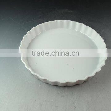 White Wholesale Porcelain Bake Plate, Round Ceramic Bakeware in Stock photo-2