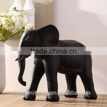 Resin Matt Black Antique 3D Elephant Statue Figurine photo-3