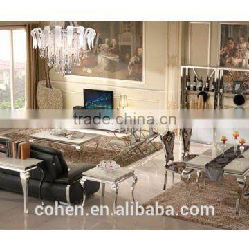 European Simple Style Stainless Steel Legs Marble Top Living Room tv Stand Unit Furniture photo-3