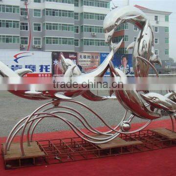 Outdoor Stainless Steel Garden Animal Dolphin Sculpture photo-2