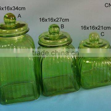 colored green square wholesale glass apothecary jars