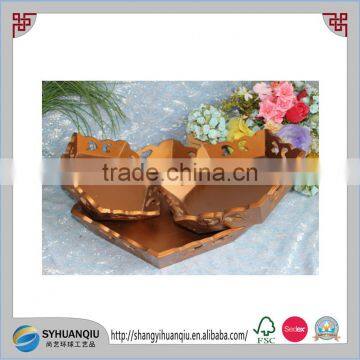 Carved Technique and Hexagon Shape Christmas Wooden Candy Dry Fruit Tray photo-2