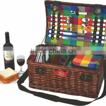 Hot-selling Handmade Wholesale Cheap Willow Wicker Picnic Basket Food Covers for 4 Person photo-4