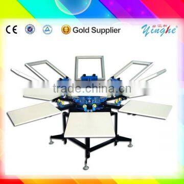 hot sale six color six station screen printing machine for T-shirt and cap