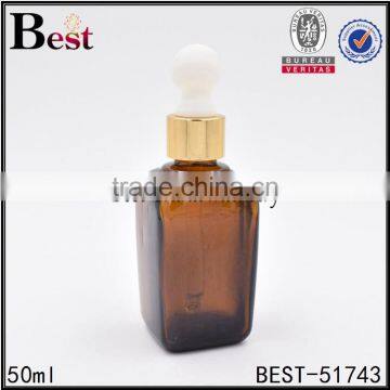 Square 50 ml Amber Glass Vial With Black Press Dropper photo-5