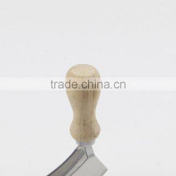 Wooden Handle Stainless Steel Double Blade Cheese Cutter Mincing Knife Mezzaluna Chopper photo-4