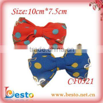 CF0321 Factory whlesale New designs Polka dot fabric bow for girl hair clip decoration.