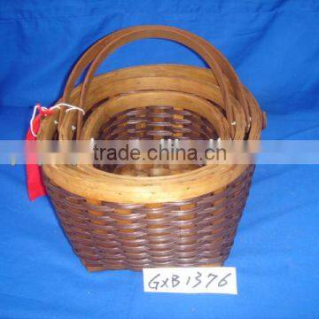 Natural bamboo storage basket with rattan with handle eco-frienly newest basket