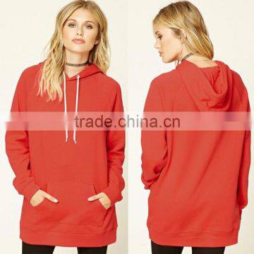 Oversized Sweatshirt Wholesale OEM Cotton Raglan Tunic Hoodie Longline Crew Neck Sweatshirt With Kangaroo Pockets