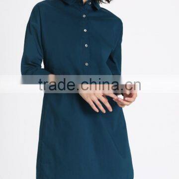 Women Exposed Button Front Shirt Dress with Skinny Belt