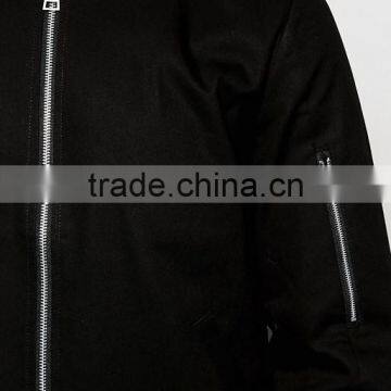 Xinlan Manufacturer High Quality New Design Durable Lightweight 100% Cotton Black Rib Cuffs Running Casual Men Bomber Jacket photo-3