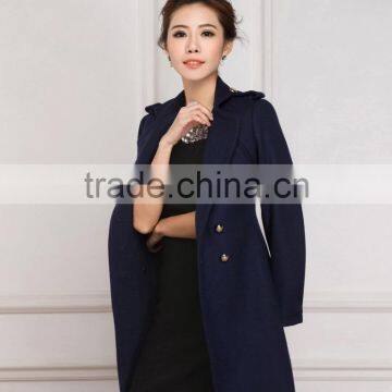 Fashional Style Lady's Overcoat. Double Breasted Navy Color Coat. L112506 photo-3