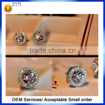 925 Sterling silver round micro pave setting stud earrings