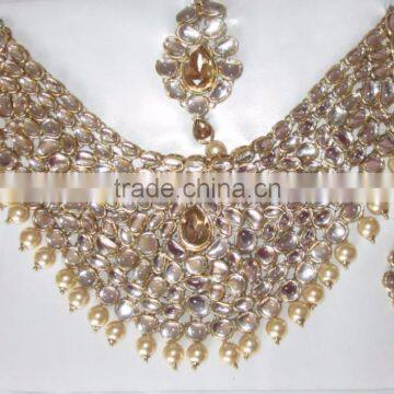 KUNDAN Pearl BRIDAL Necklace EARRING Set photo-3