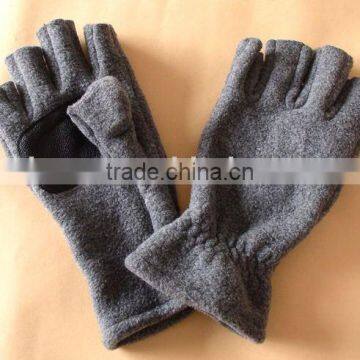 polar fleece half finger padded hunter glove