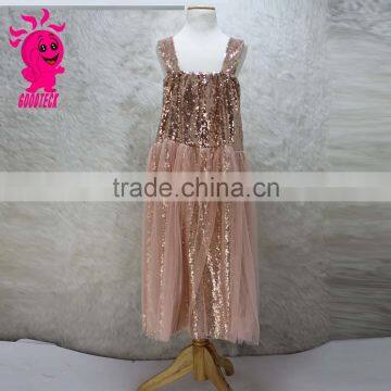 2015 hot sale Girl summer sequined dress golden dress Girls party evening dress dance costumes children