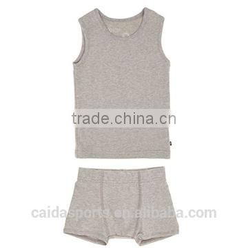 2015 hot sale comfortable kid underwear & sleeveless vest suit in grey