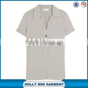 Striped stretch-jersey polo shirt women wholesale