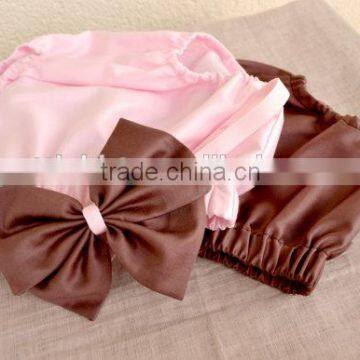 Cute Baby Cotton Bloomer Pure Color Diaper Cover With Bowknot Headband for Infants photo-5