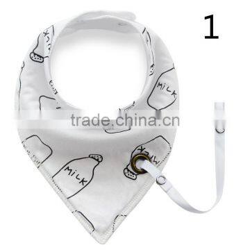 S17216A New Style Plain Super Cheap Baby Bandana Drool Bibs With Pacifier Clip photo-2