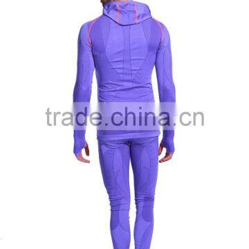 Seamless Sportswear Hoodie Suit for Men's With Thumbholes and Tight Legging photo-2