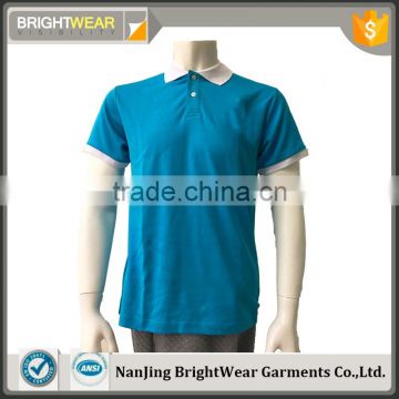 T/C pique fabric school uniform polo shirt with contrast collar and cuff