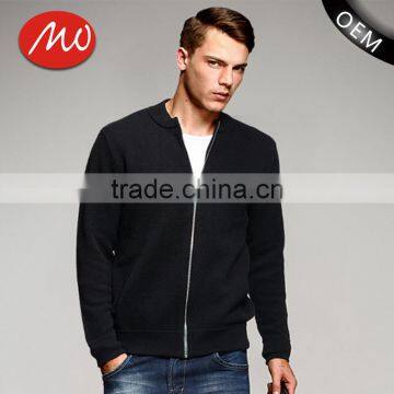 2017 popular black no patten simple cool men's cardigan sweater with zipper