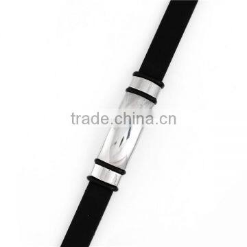 Custom Silver Tone Blank 304 Stainless Steel All Blacks Silicone Wholesale Wristbands photo-2