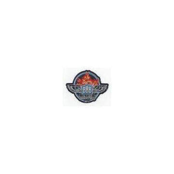 Twill 95% embroidered biker patches with heat sealed,stick-on, plastic and iron-on backing