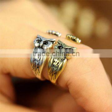 Silver Bronze Plated Owl Knuckle Ring Animal Open Mouth Unisex Rings