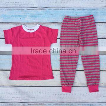 Wholesale Children Organic Cotton Fabric Pajamas Kids Girls Matching Fancy Striped Pajamas photo-3