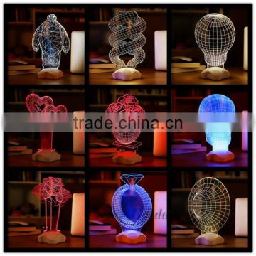 2016 New Product Ultrathin night lamp creative lamp 3d led table lamp