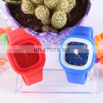 High quality fashion contrast color movement quartz silicone jelly watch for lover gift