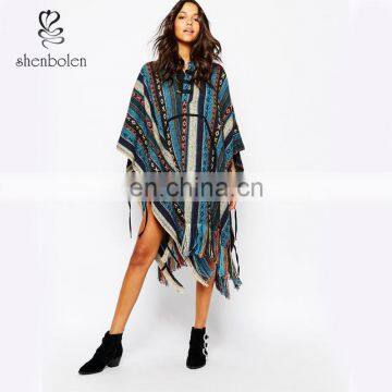 Wholesale Bulk Clothing Oversized Hooded Festival Poncho Women's Coat