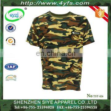 Wholesale Military Tri-Color O-neck Mens Camo Tshirt of Polyester/ Cotton